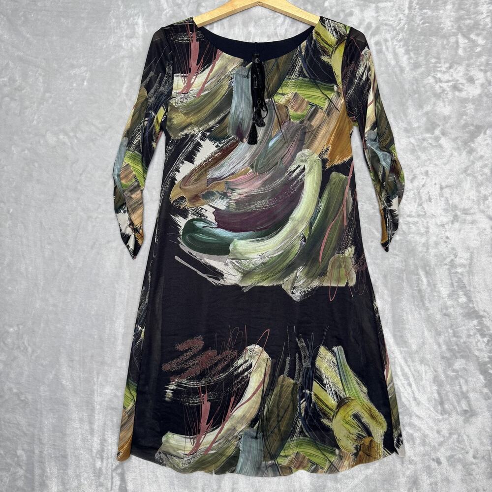 Elana Kattan Dress Womens Small Abstract 3/4 Sleeve Lined Art Print Made in USA